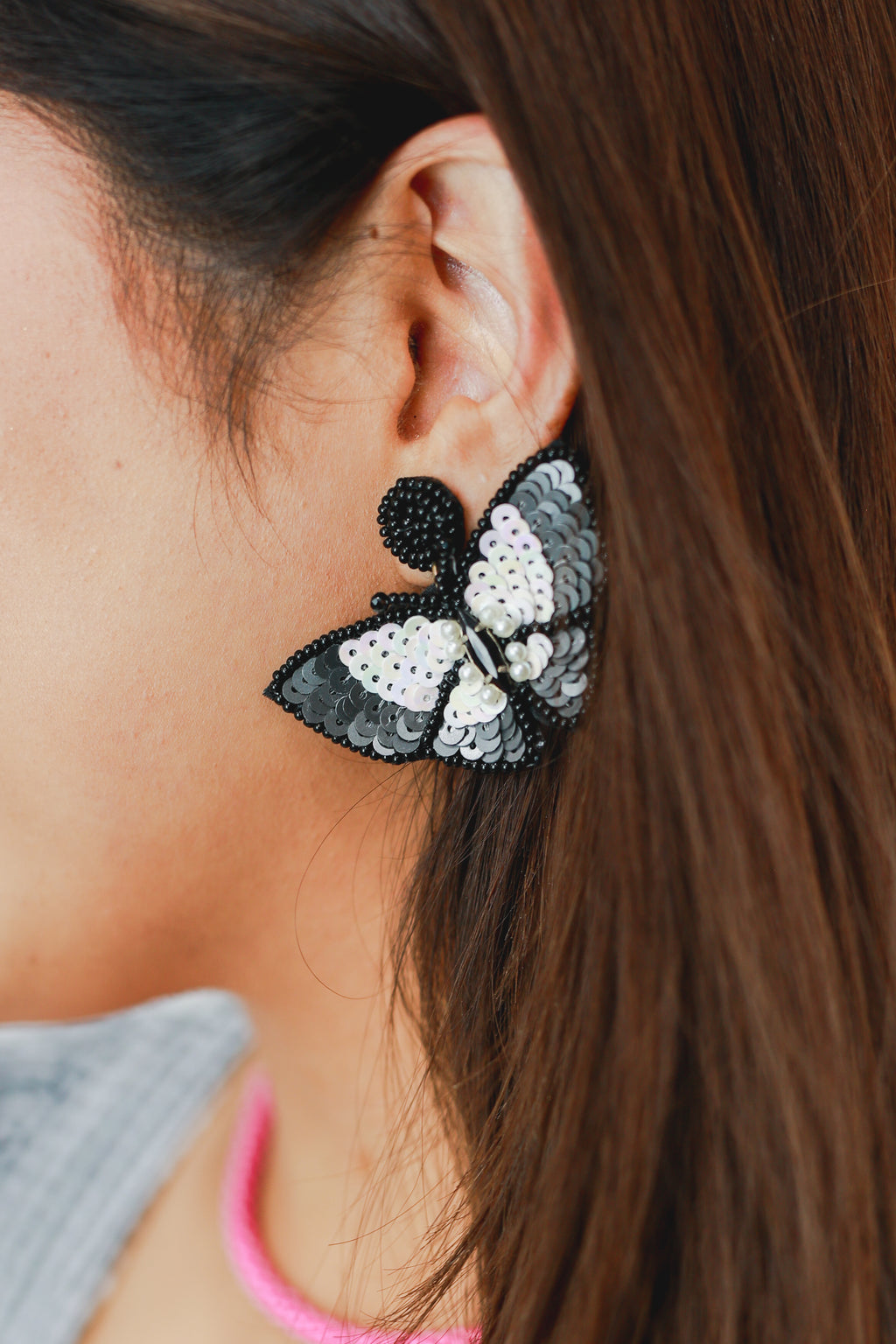 Cutie Butterfly Earrings In Black