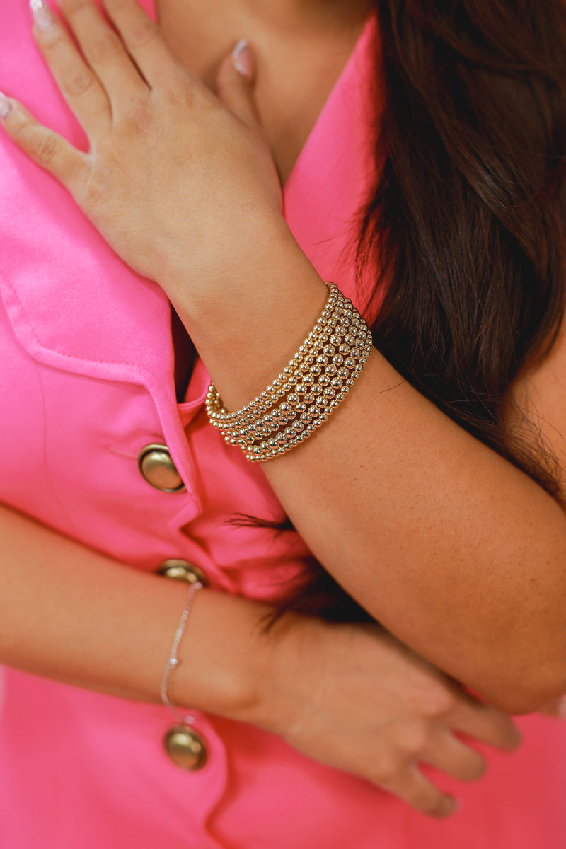 Everyday Glam Beaded Bracelet In Gold