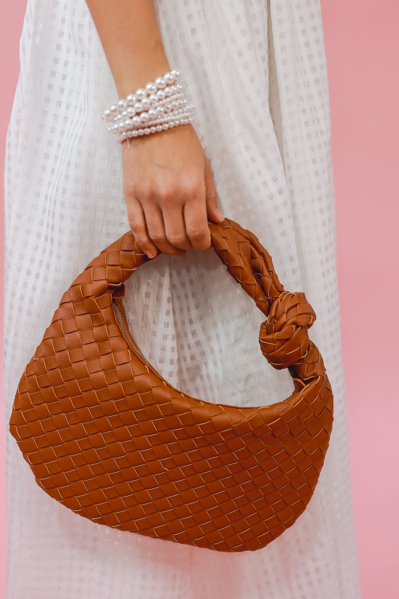 Extra Blessed Woven Bag In Tan