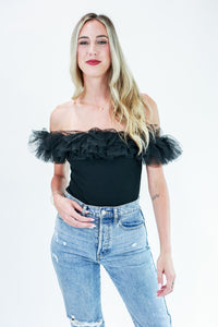 Once In A Lifetime Tulle Bodysuit In Black