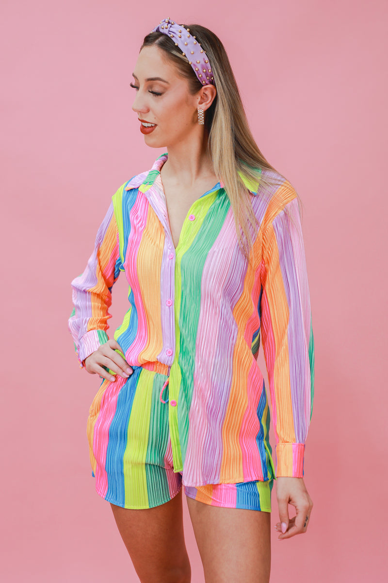 Final Destination Pleated Top In Rainbow