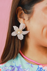 Petal & Pearl Bud Earrings In Soft Pink