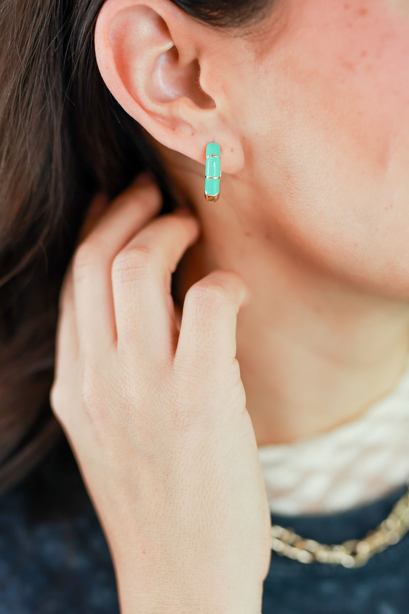 Touch Of Color Huggie Earrings In Turquoise