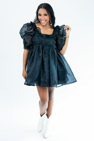 Party On Fifth Organza Dress In Black by Mable