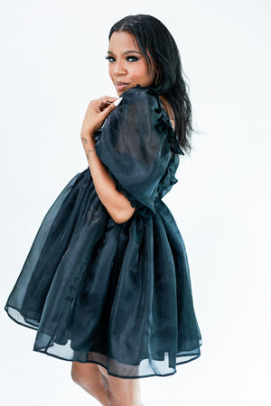 Party On Fifth Organza Dress In Black by Mable
