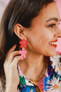 Precious Pink Flower Earrings