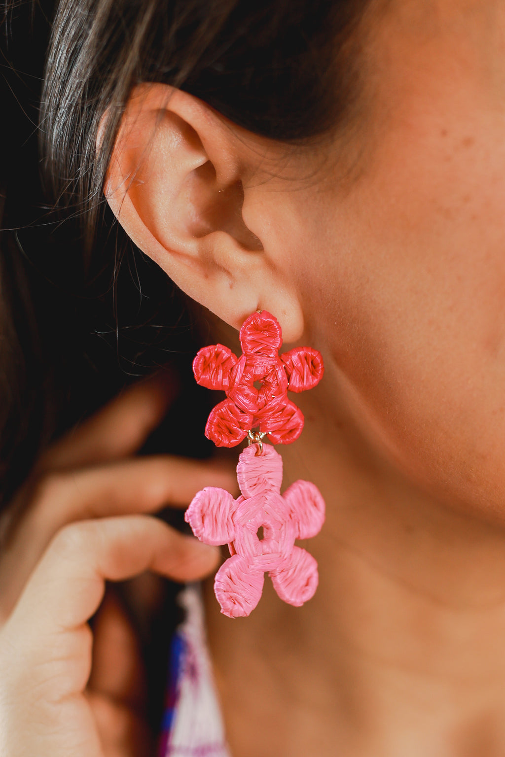 Precious Pink Flower Earrings