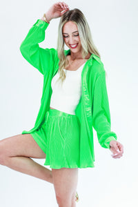 Final Destination Pleated Top In Green