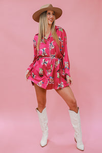 Stomping Grounds Satin Boot Dress In Fuchsia