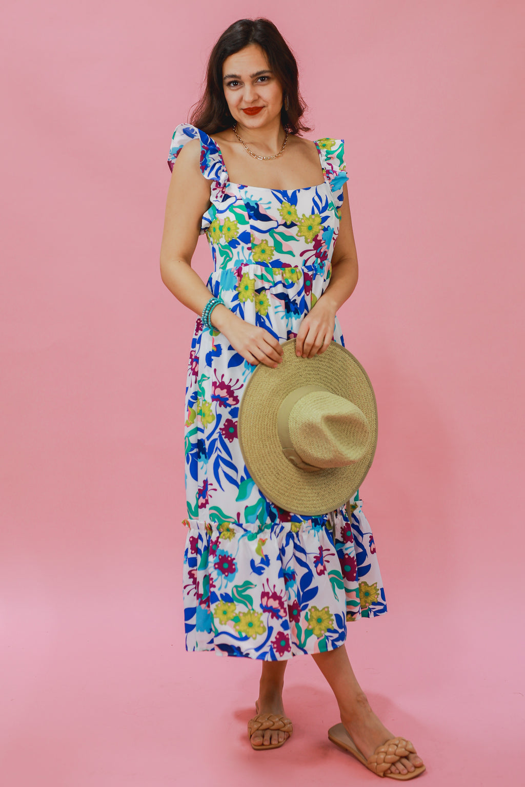 Gorgeous Days Floral Maxi Dress In White