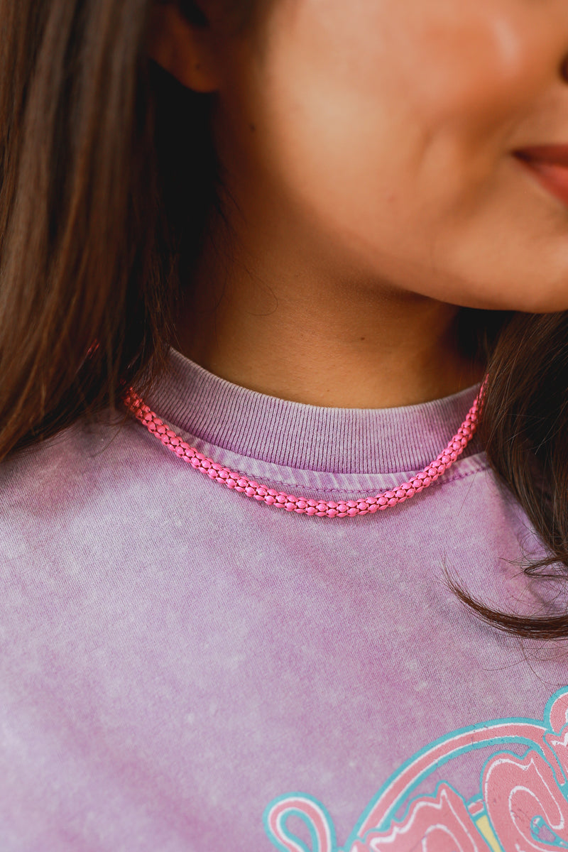 Colorful Moment Chain Necklace In Pink