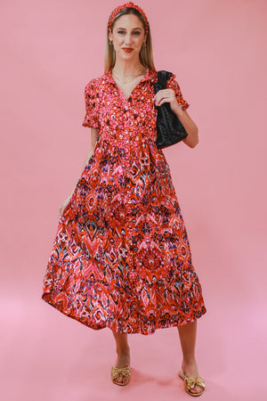 Shopping Trip Multi Print Midi Dress
