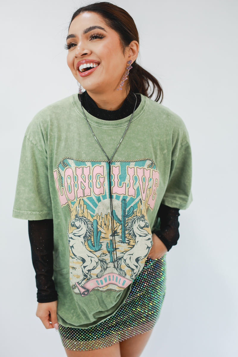Long Live Cowgirls Tee In Green