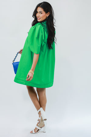 Spring Party Shift Dress In Kelly Green