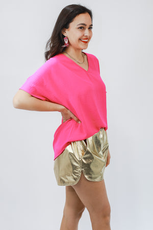 Living In Style Shift Top In Hot Pink