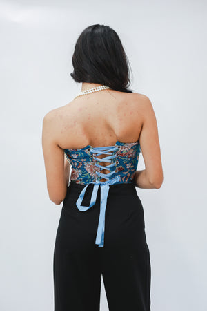 Vegas Nights Floral Corset In Blue