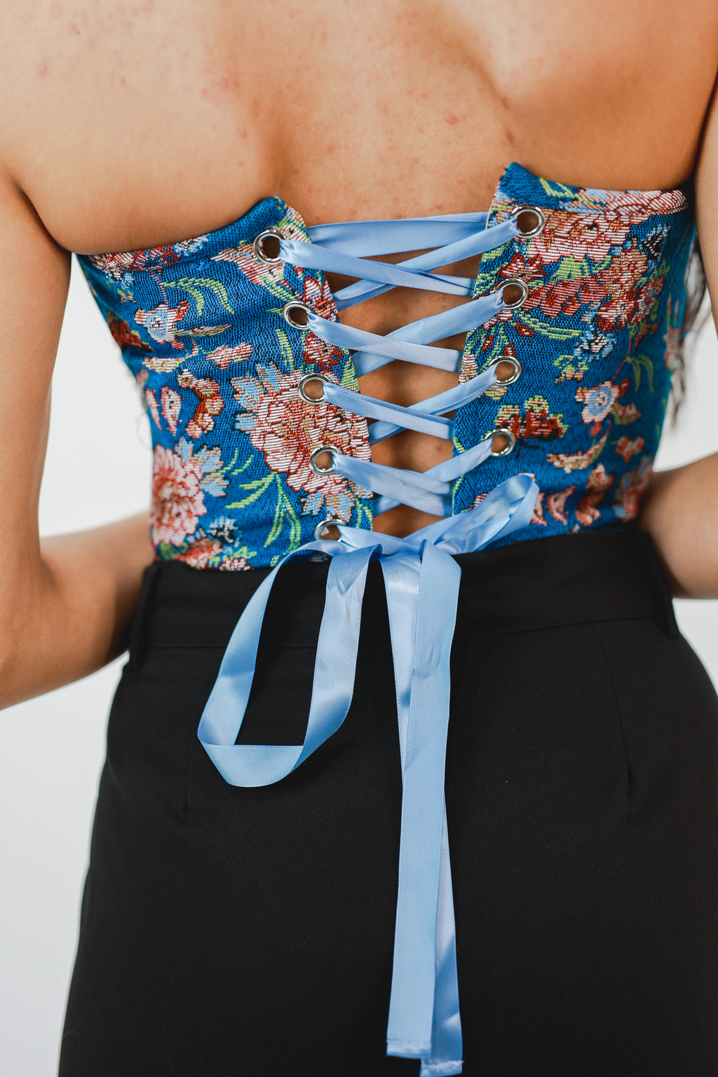 Vegas Nights Floral Corset In Blue