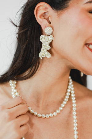 Bride Pearl Cursive Earrings