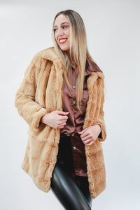 Wifey Material Faux Fur Jacket In Camel