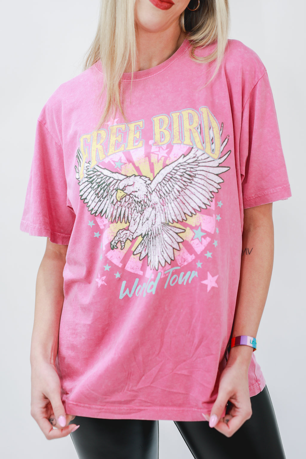 Free Bird World Tour Eagle Tee In Pink