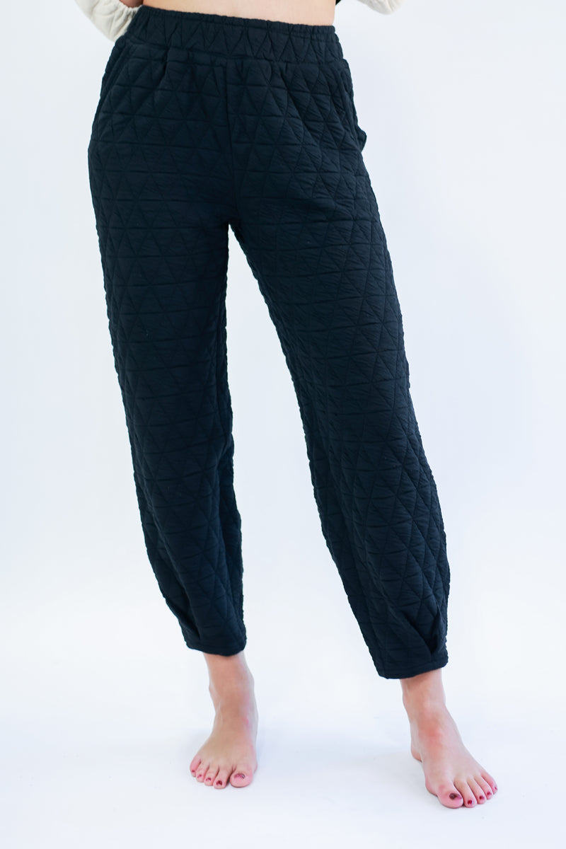 Comfort Days Quilted Joggers In Black