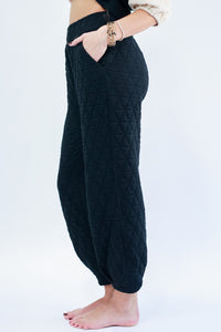 Comfort Days Quilted Joggers In Black