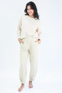 Comfort Days Quilted Joggers In Cream