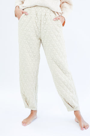 Comfort Days Quilted Joggers In Cream