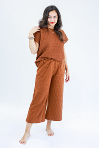 Comfort Days Quilted Pants In Rust