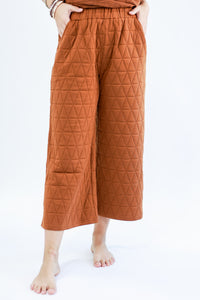 Comfort Days Quilted Pants In Rust