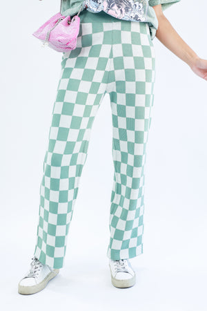 Coastal Girl Knit Checkered Pants
