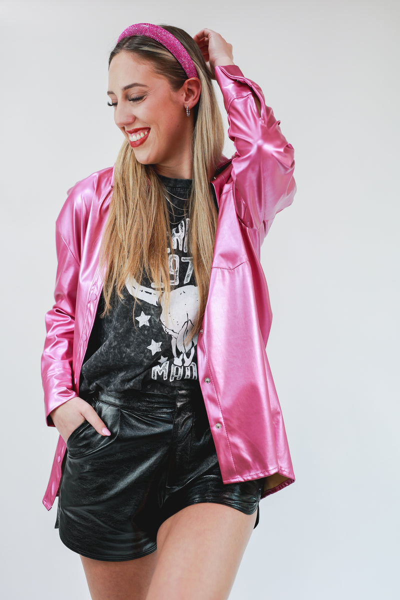 Concert Cutie Metallic Jacket In Pink