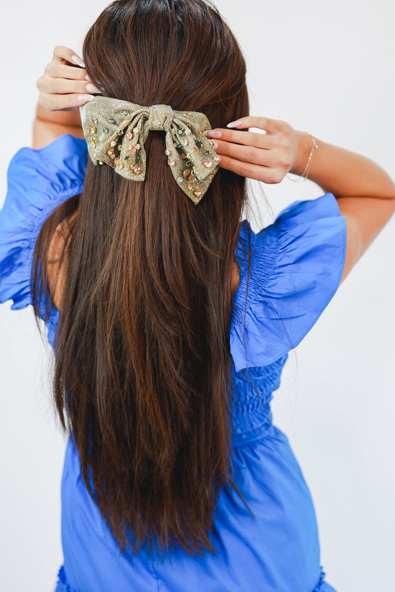 Glamour Details Hair Bow In Gold