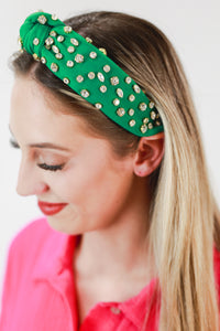 Trend Alert Rhinestone Headband In Kelly Green