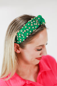 Trend Alert Rhinestone Headband In Kelly Green