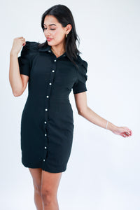 Calling The Cowgirls Pearl Snap Dress In Black