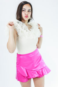 The Juliet Faux Leather Shorts In Fuchsia