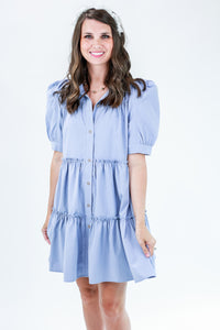 Autumn Afternoon Babydoll Dress In Chambray