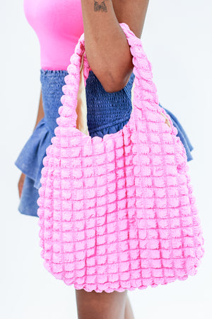 Casually Fabulous Textured Bag In Hot Pink