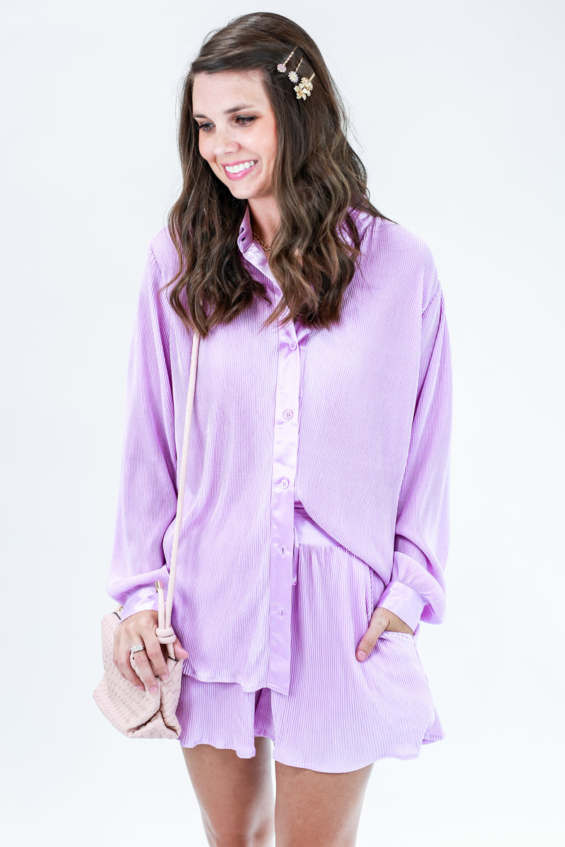 Final Destination Pleated Top In Lavender
