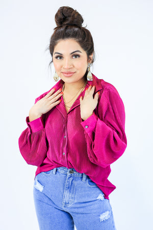 Classy Queen Pleated Blouse In Magenta