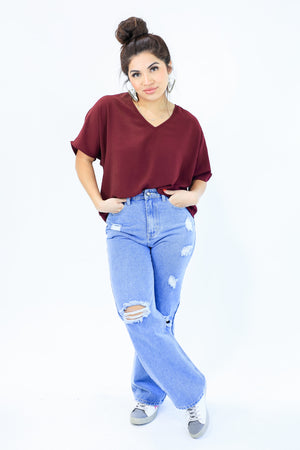 Living With Style Shift Top In Merlot