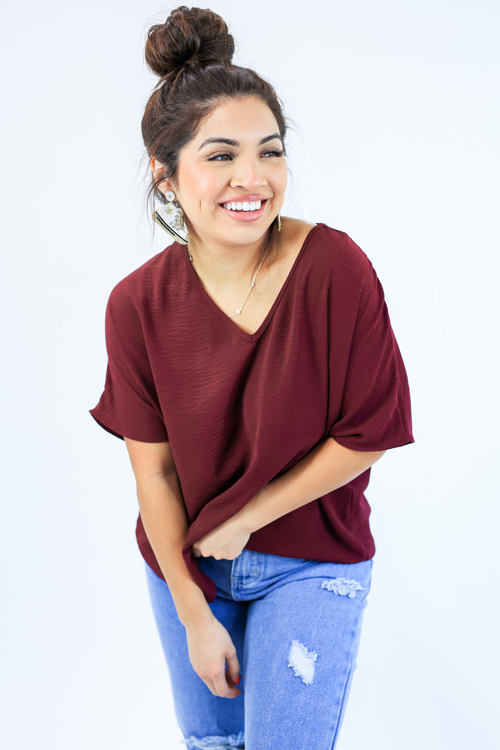 Living With Style Shift Top In Merlot