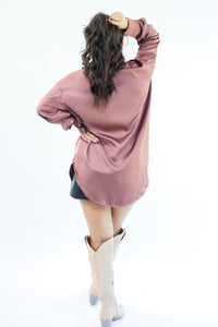 Go The Distance Satin Top In Cocoa Brown