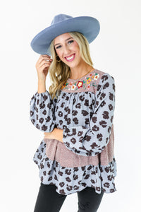 Must Be Fall Shift Top In Slate Blue