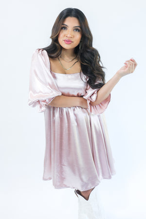 Pour The Wine Shift Dress In Blush