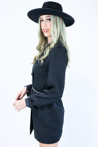 Downtown Stroll Blazer Dress In Black