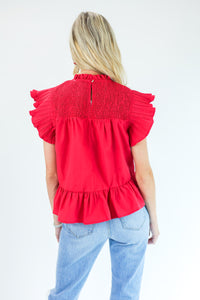 Big Dreams Pleated Shift Top In Red