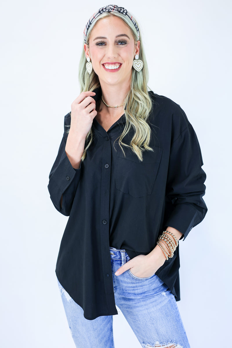 Peaceful Days Button Shirt In Black