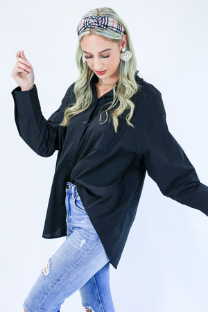 Peaceful Days Button Shirt In Black